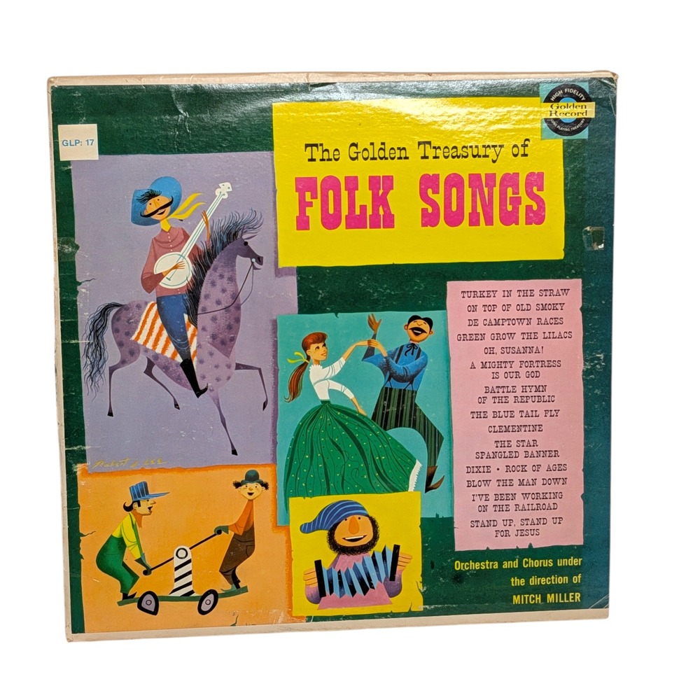 The Golden Treasury of Folk Songs Mitch Miller Vinyl LP Golden Record GLP 17